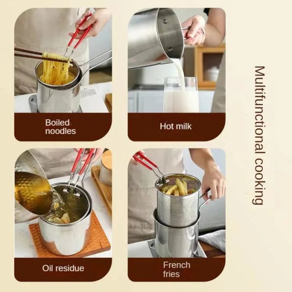 Stainless Steel Deep Fryer Pot With Strainer - Mall Mega