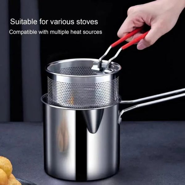 Stainless Steel Deep Fryer Pot With Strainer - Mall Mega