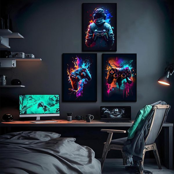 3pcs Cool Gaming Wall Art Retro Video Game - Mall Mega