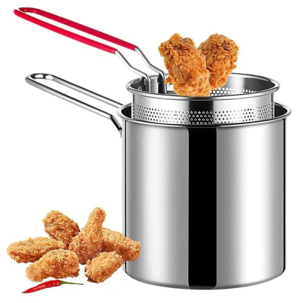 Stainless Steel Deep Fryer Pot With Strainer - Mall Mega