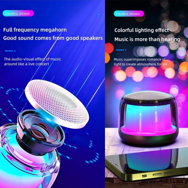 Bluetooth Wireless Portable Speaker With Led Light & High Bass Sound - Mall Mega