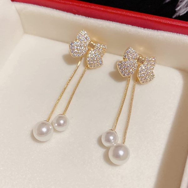 Elegant Bow Style Zircon Earings - Mall Mega