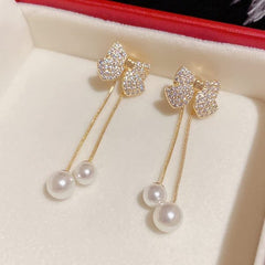 Elegant Bow Style Zircon Earings - Mall Mega