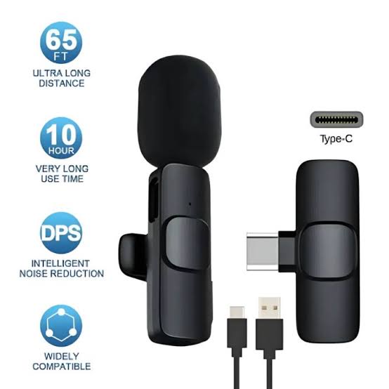 Wireless Mic K9 Dual Microphone Mic Plug & Play Usb Type C Plug Wireless Lavalier Microphone - Mall Mega