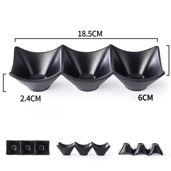 3 Compartment Dipping Sauce Dish Pot
