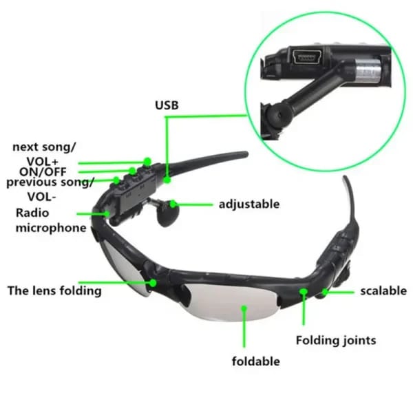 Bluetooth Sun Glasses With Headphones Connect With Mobile And Talk - Mall Mega
