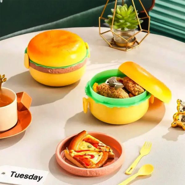 Round Cute Burger Shape Lunch Box - Mall Mega