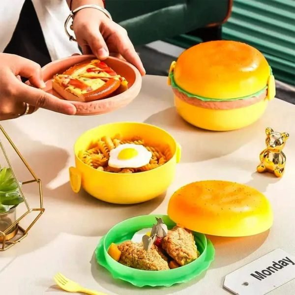 Round Cute Burger Shape Lunch Box - Mall Mega
