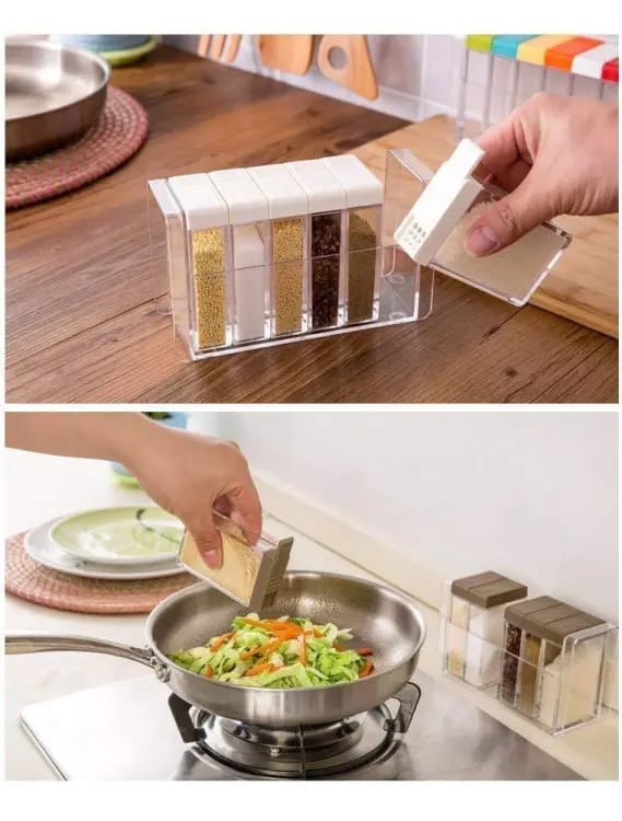 Set of 6 Spice Jars Dispenser - Mall Mega