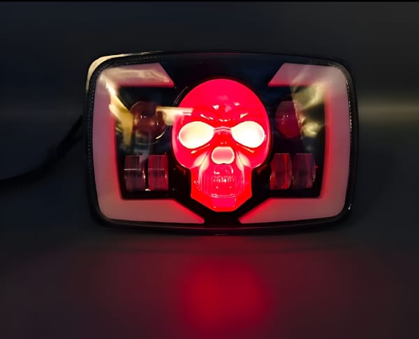 Skull Style Headlight With Indicators Beam For Bike - Mall Mega