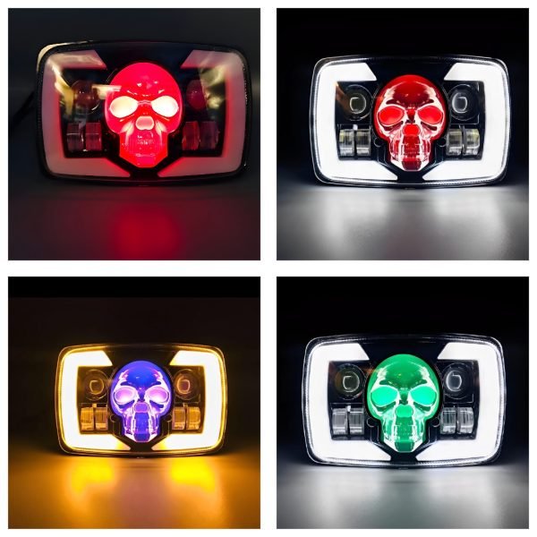 Skull Style Headlight With Indicators Beam For Bike - Mall Mega