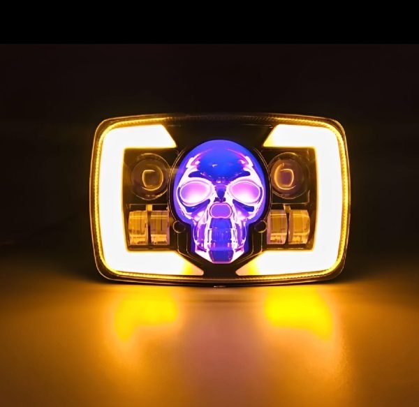 Skull Style Headlight With Indicators Beam For Bike - Mall Mega