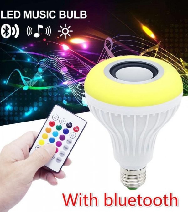 Smart Led Light Bulb With Built - in Bluetooth Speaker + Remote - Mall Mega