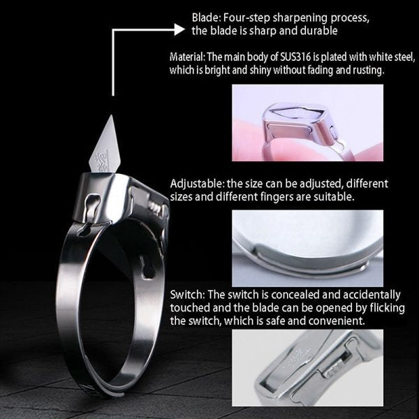 Stainless Steel Self - defense Ring With Hidden Blade - Mall Mega