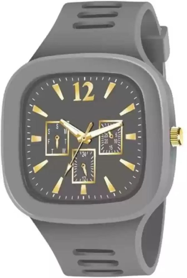 Stylish Silicone Strap Watch For Men With Square Dial - Mall Mega