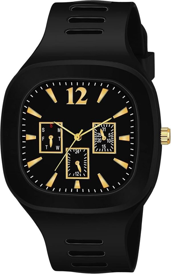 Stylish Silicone Strap Watch For Men With Square Dial - Mall Mega