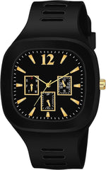 Stylish Silicone Strap Watch For Men With Square Dial - Mall Mega