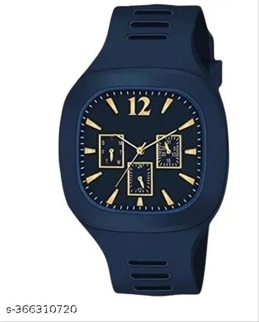 Stylish Silicone Strap Watch For Men With Square Dial - Mall Mega