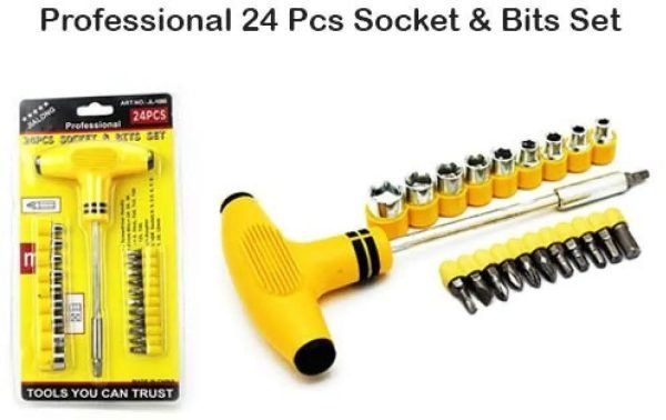 T - bar Screwdriver Socket And Bits - Set of 24 Pcs - Mall Mega
