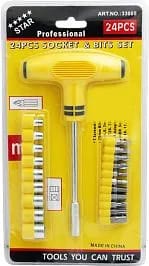 T - bar Screwdriver Socket And Bits - Set of 24 Pcs - Mall Mega